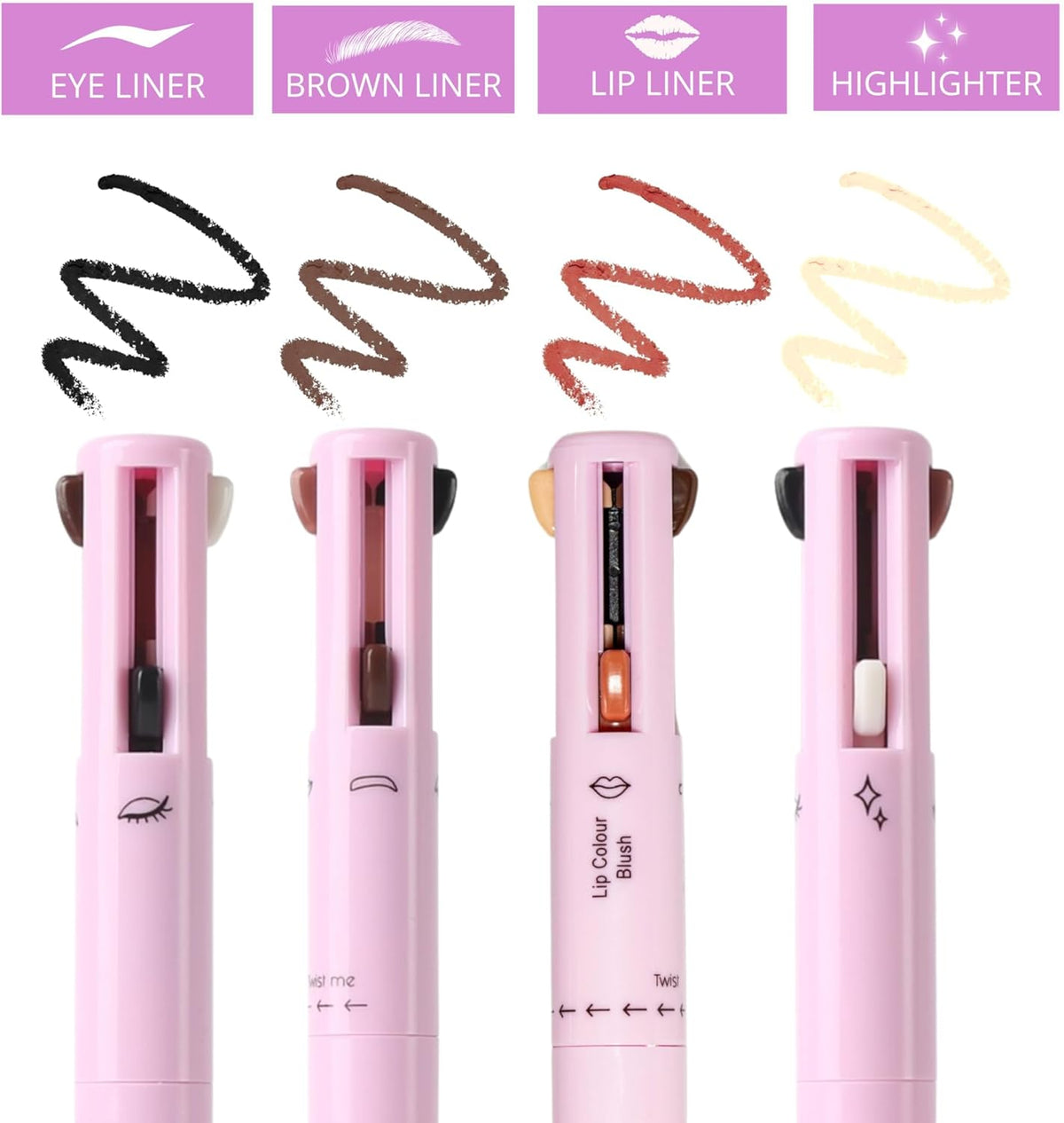Tawakkul – 4 in 1 Makeup Pen | Lip Liner, Eyeliner, Eyebrow Pencil & Highlighter